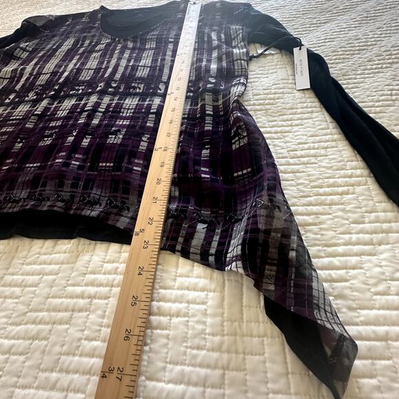 NWT Eric + Lani Girl Crush Long Sleeve Top Purple and Black Horse Print Medium - Picture 6 of 9
